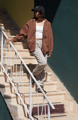 Brown Malibu Full Zip Hoodie image number 4