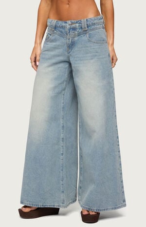 Stitched Low Rise Wide Leg Jeans image number 1