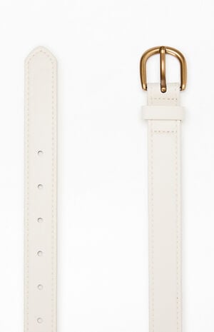 White Faux Leather Buckle Belt image number 2