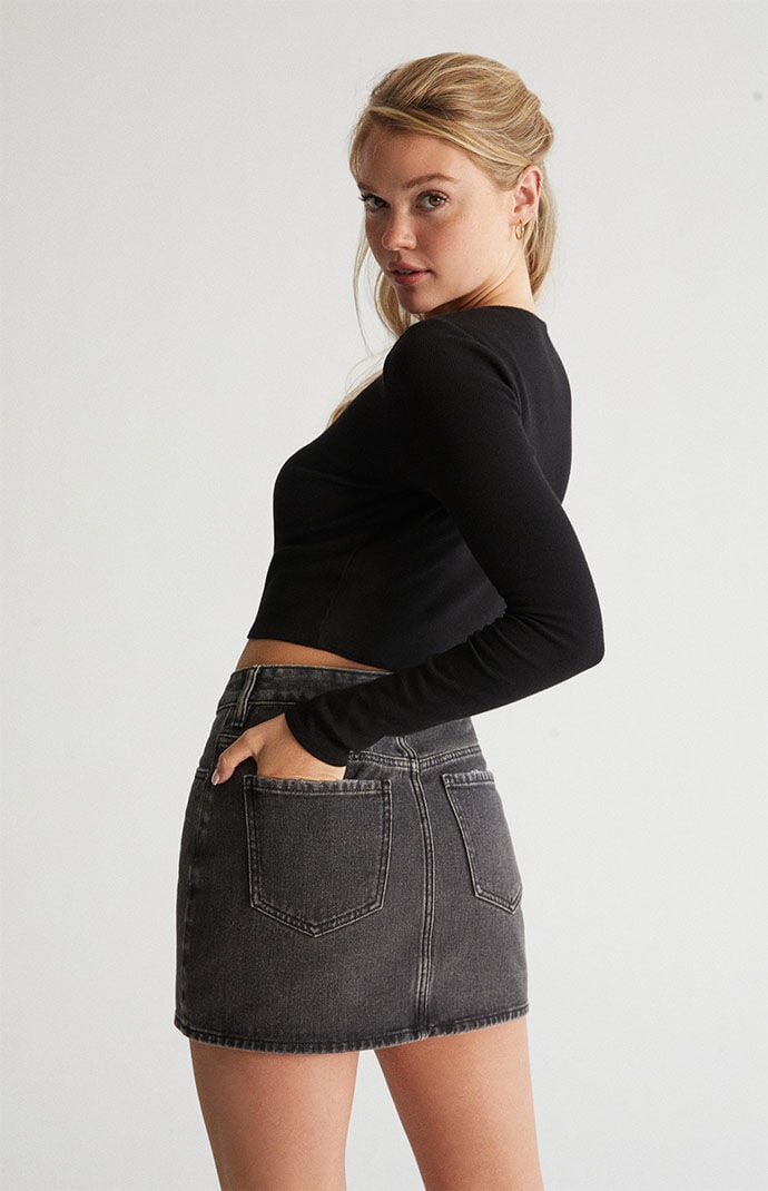 High waisted best sale denim mini skirt