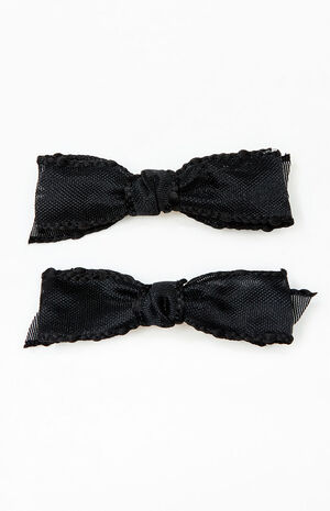 2 Pack Black Bow Hair Clips image number 2