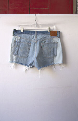 Upcycled Levi's 501 Light Blue Wash Denim Shorts image number 3