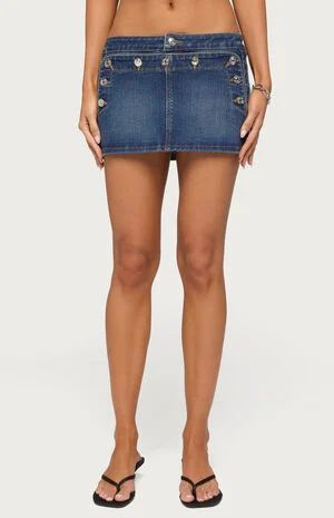 Fridie Buttoned Denim Mini Skort image number 1