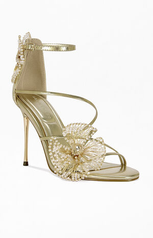 Women's Evanthe Gold Floral Stiletto Sandals image number 2