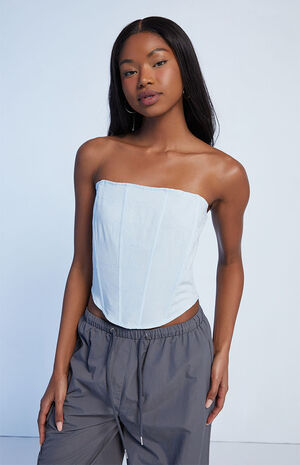 Strapless Butterfly Embossed Tube Top image number 1