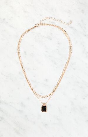 Black Pendant Layered Necklace image number 1