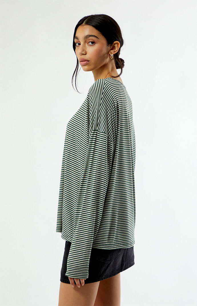 Beverly and Beck Kasey Striped Cozy Oversized Long Sleeve Top