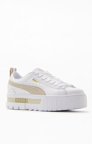 Women's Cream Mayze Leather Sneakers image number 1