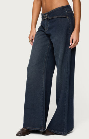 Briah Belted Low Rise Wide Leg Jeans image number 2