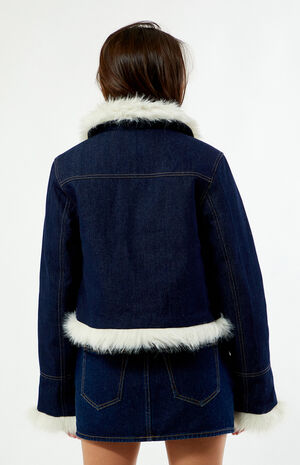 Iris Faux Fur Trim Denim Jacket image number 4
