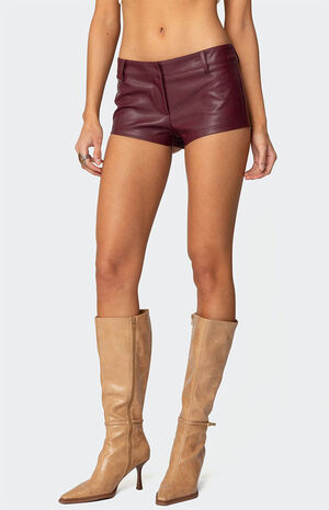 Melaney Faux Leather Micro Shorts image number 3