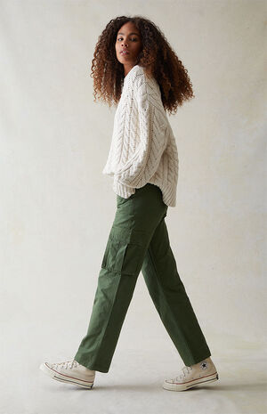 Green Utility Straight Leg Cargo Pants image number 3