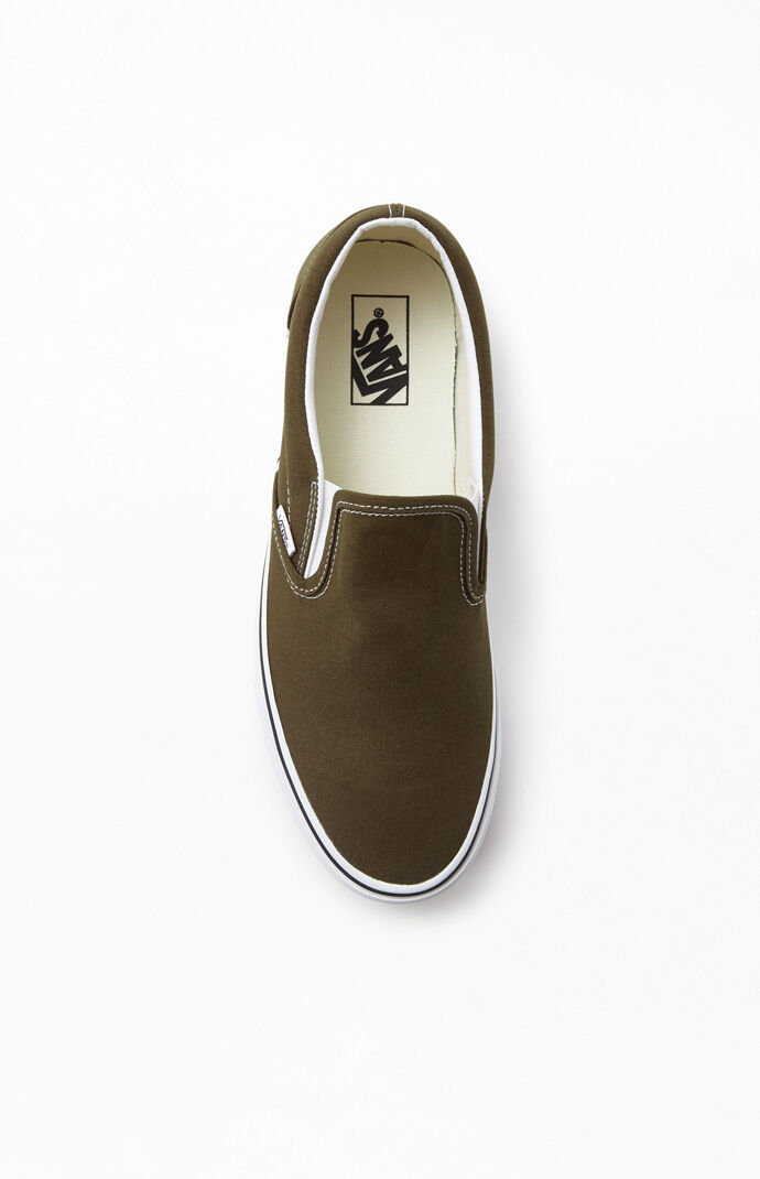 olive green vans slip on