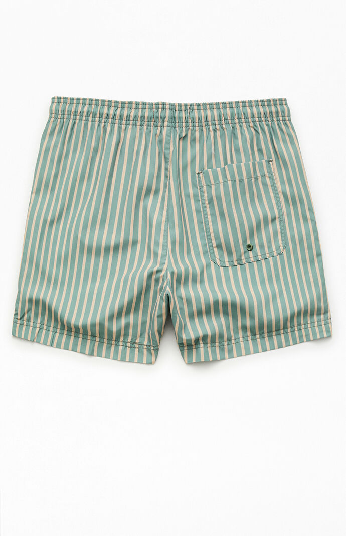 Pacsun Moss Striped 4.5" Swim Trunks
