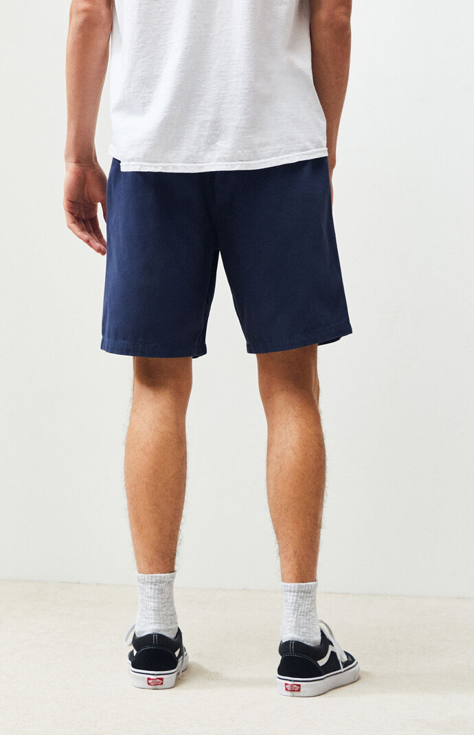 Blue Twill Drawstring Shorts
