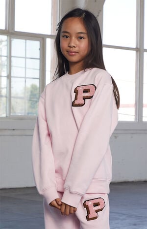 Pink Varsity Patch Crew Neck Sweatshirt image number 1