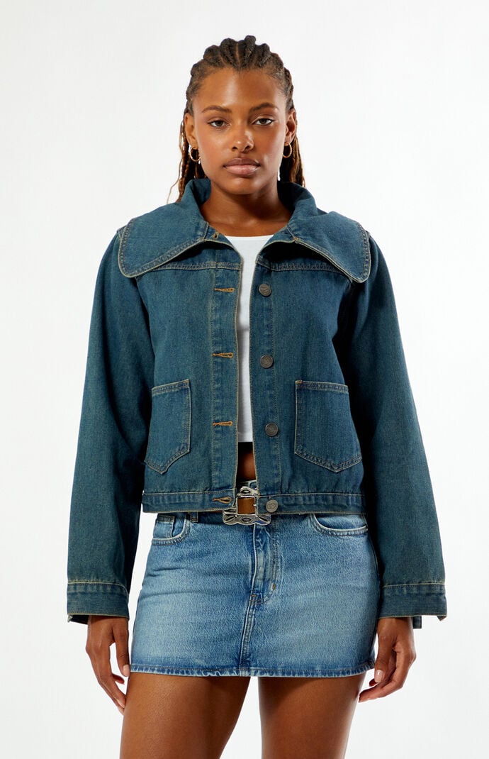 Daisy Street Halo Oversized Collar Denim Jacket