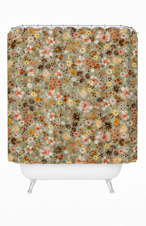 Green Flower Shower Curtain image number 1