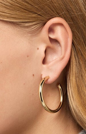 Tia Medium Gold Hoop Earrings image number 3
