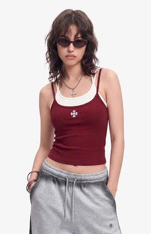 Contrast Layered Cross Logo Halter Top image number 1