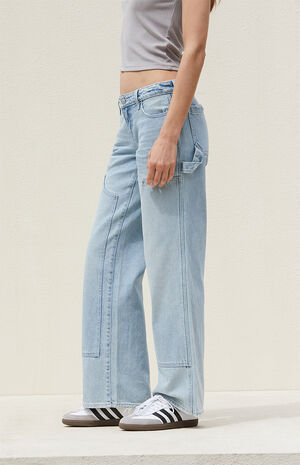 Light Indigo Low Rise Girlfriend Carpenter Jeans image number 3