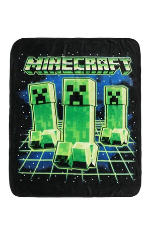 Digital Print Minecraft Creepers Throw Blanket image number 1