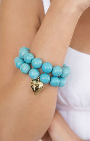 Luck & Love Turquoise Elastic Bracelet Set image number 2