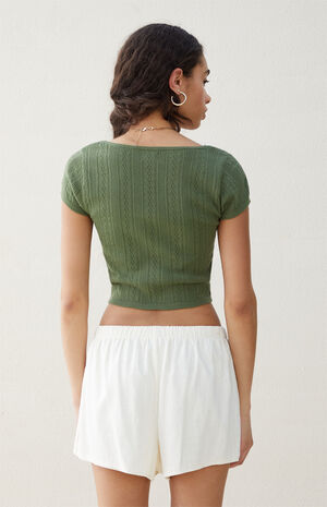Lace Trim Linen Shorts image number 3