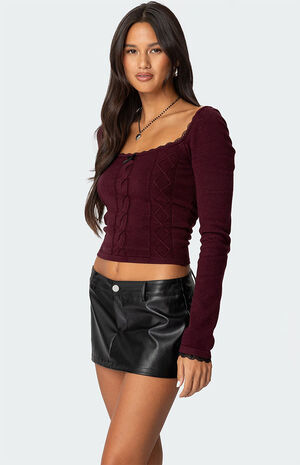 Ansley Lacey Cable Knit Top image number 3