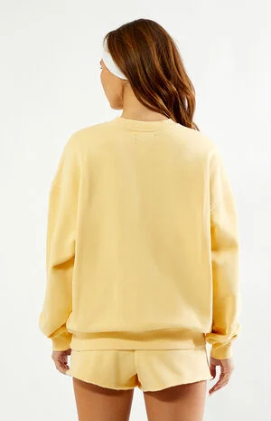 Yellow Ultra Soft Fleece Core Washed Crew Neck Sweatshirt image number 5