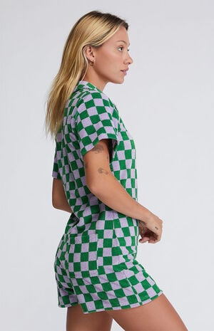 Green & Purple Checkerboard Romper image number 2