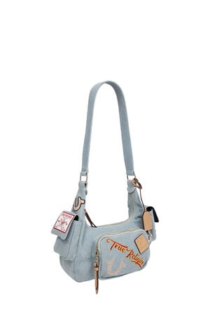 Multi Patch Denim Hobo Shoulder Bag image number 2