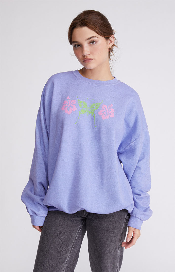 Golden Hour Butterfly Hibiscus Oversized Crew Neck Sweatshirt PacSun