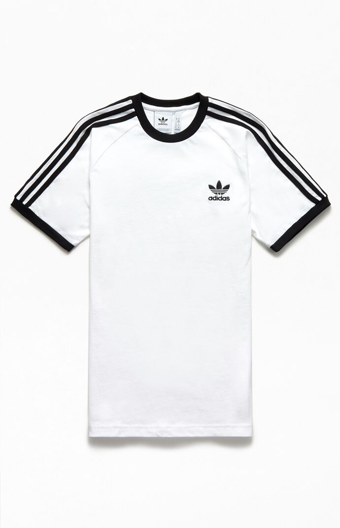 White & Black 3-Stripes Ringer T-Shirt