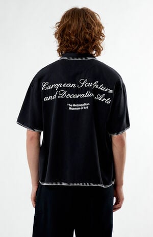 x PacSun ESDA Chain Stitch Cropped Camp Shirt image number 2