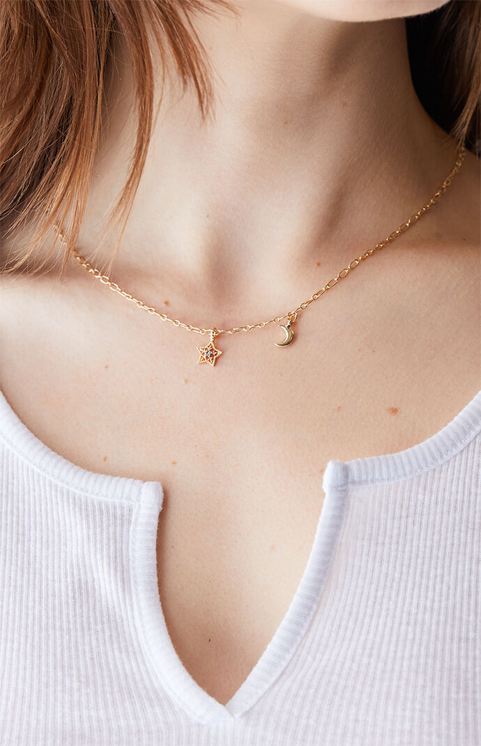 LA Hearts Star Moon Pendant Necklace PacSun