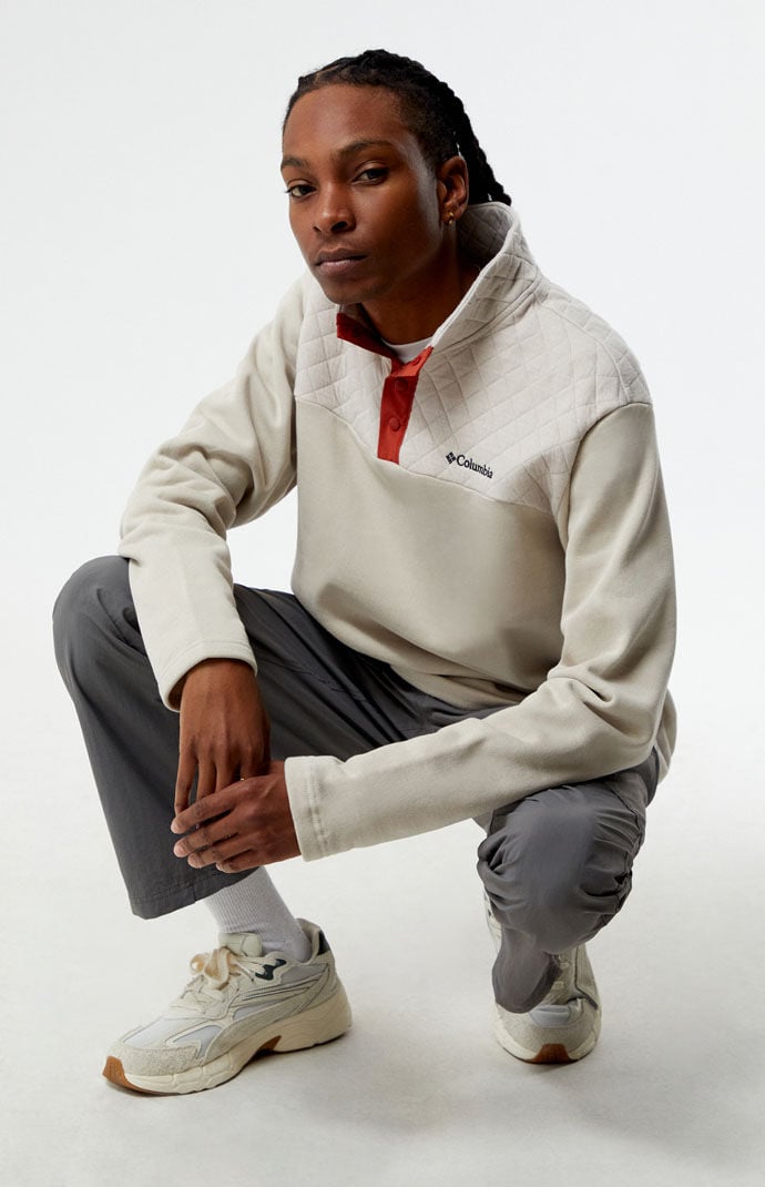 Quilted clearance snap sweatshirt