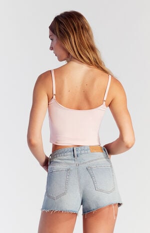 Bow Embossed High Waisted Denim Festival Shorts image number 4