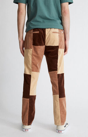 Brown Patchwork Corduroy Trouser Pants image number 4