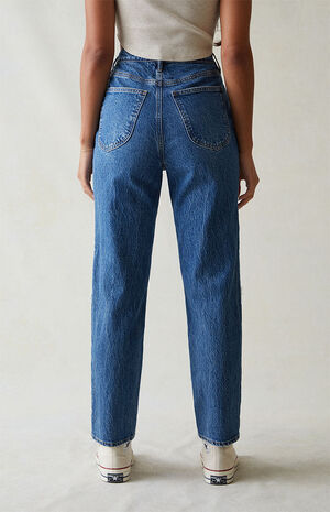 Eco Stretch Dark Blue Ripped Curve Straight Leg Jeans image number 4