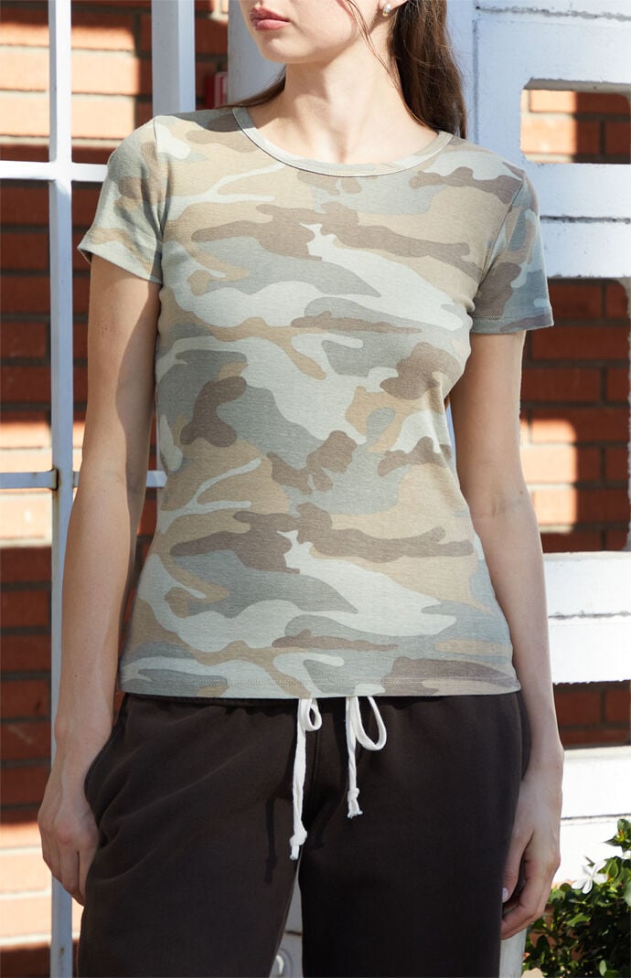John Galt Camo Hailie Short Sleeve Top