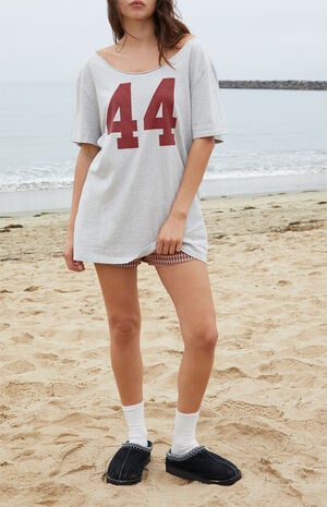 Light Gray Burgundy Penelope 84 Off-The-Shoulder Oversized Top image number 4