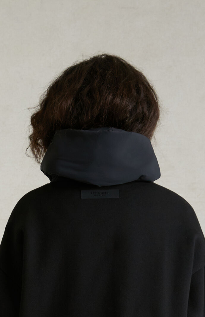 【ESSENTIALS】NYLON FLEECE HOODED SWEATER/ BLACK Nylon Fleece Hooded Sweater - Ink/Jet Black – Feature
