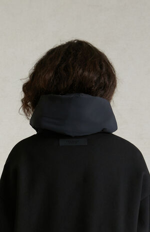 Essentials Black Nylon Fleece Hoodie image number 5