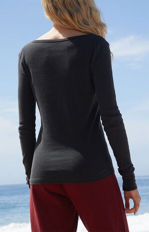 Black Zelly Ribbed Long Sleeve Top image number 4