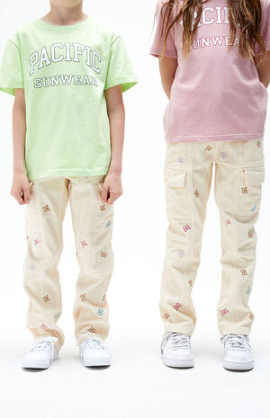 Rainbow Butterfly Elastic Waistband Cargo Pants image number 1