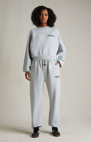 Women's Light Heather Grey Fleece Sweatpants image number 2