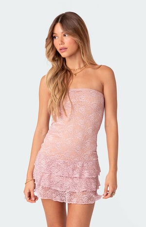 Scarlet Layered Lace Mini Dress image number 3