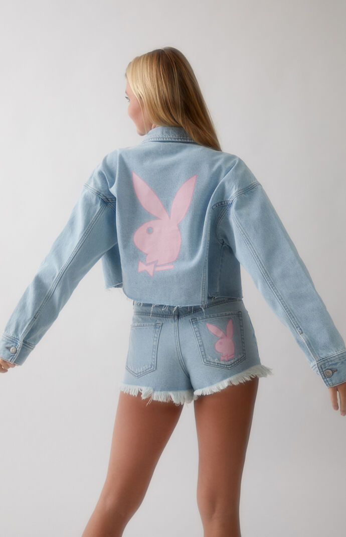 By PacSun Pink Bunny Cropped Trucker Jacket
