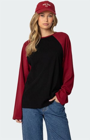 Oversized Raglan Long Sleeve T-Shirt image number 1